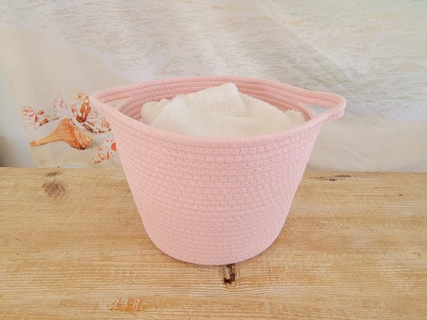 Cute Pink Washing Storage Basket With Towel Inside