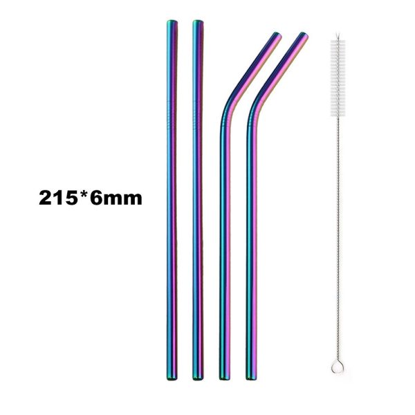 Pearlescent-Stainless-Steel-Straws-5-Pcs-Set