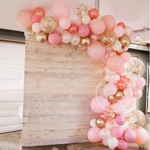 Pink-Balloon-Arch-Garland-Kit-110-Piece-Display-On-Timber-Wall