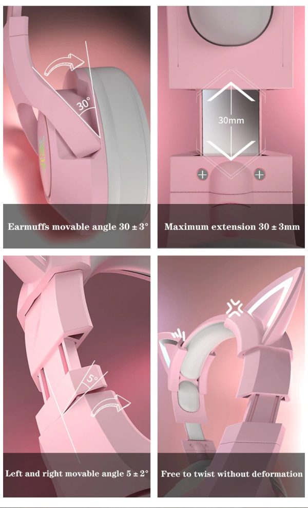 Pink Cat Ears Gaming Headset - Image 6