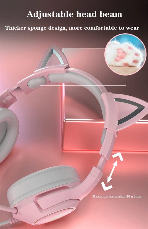 Pink Cat Ears Gaming Headset - Image 10