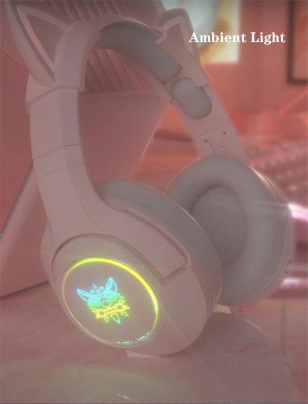 Pink-Cat-Ears-Gaming-Headset-With-Light-On