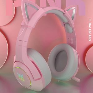 Pink-Cat-Ears-Gaming-Headset-Word-Pink-In-Background