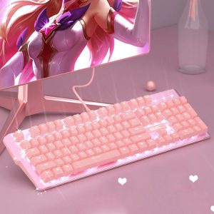 Pink-Gaming -Light-Up-Keyboard-mechanical-wired