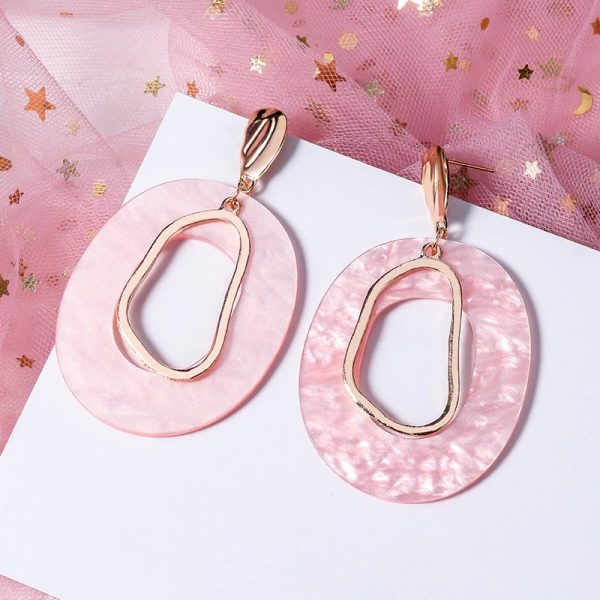 Pink-&- Gold-Dangle Drop-Earrings