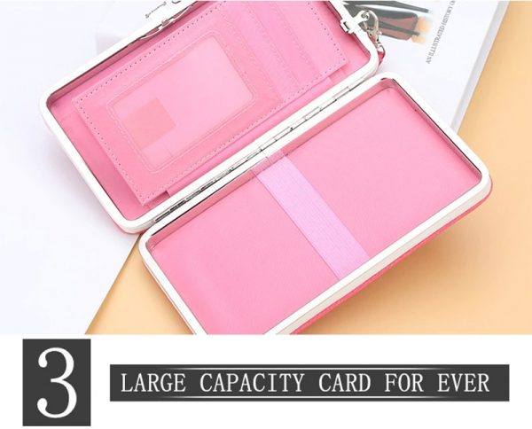 Pink-Leather-Phone-Cards-Wallet-Open-View