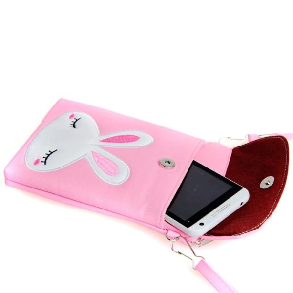 Pink-Rabbit-Phone-Case-Wallet-Laying-Down-Open