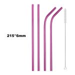 Pink-Stainless-Steel-Straws-5-Pcs-Set