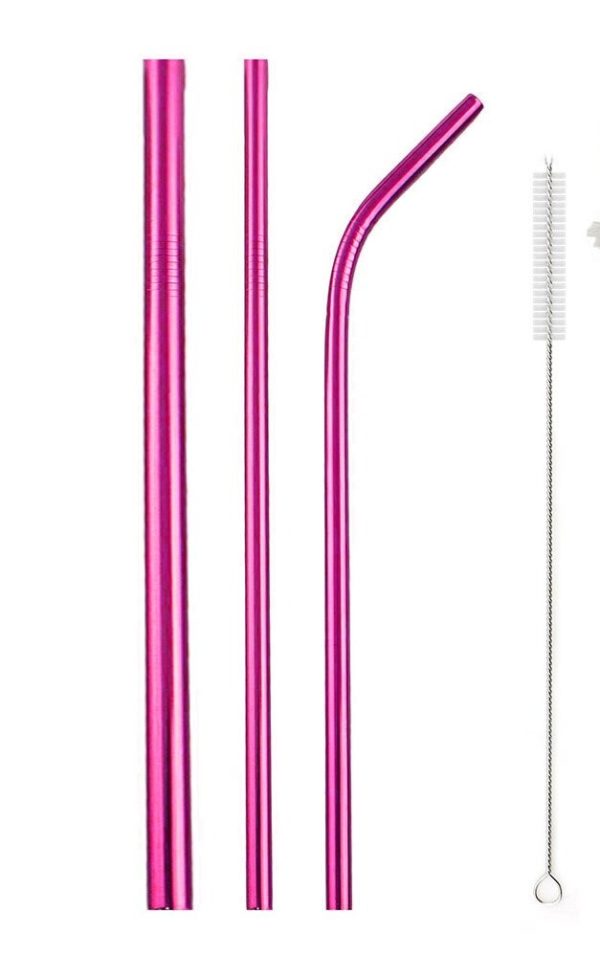 Pink Stainless Steel Straws/5pcs Set With Hard Case - Image 4