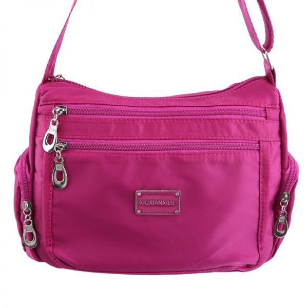 Pink-Waterproof-Messenger-Casual-Handbag-Front-View