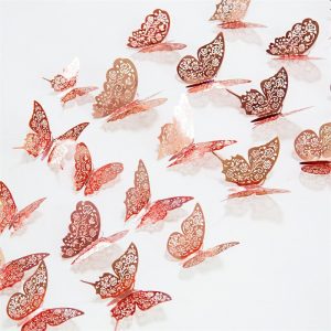 Rose-Gold-3D-Butterfly-Decorations-Sitting-On-Bench